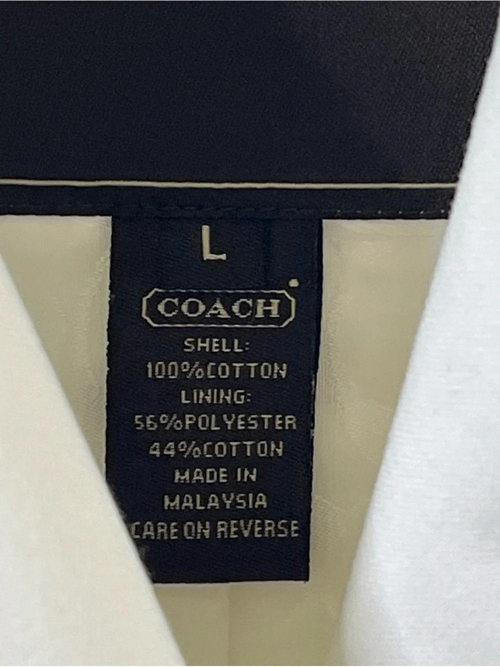 COACH White Signature Canvas Double-Breasted Piping Trench Coat belt Large VTG